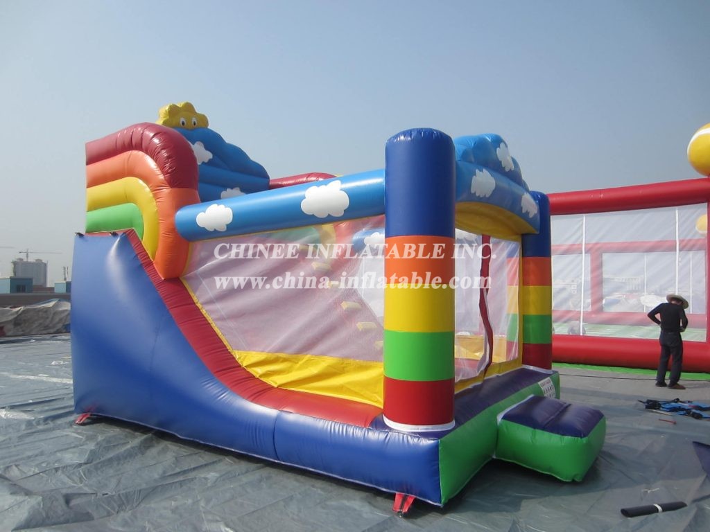 T8-1421 Rainbow Theme Inflatable Slide