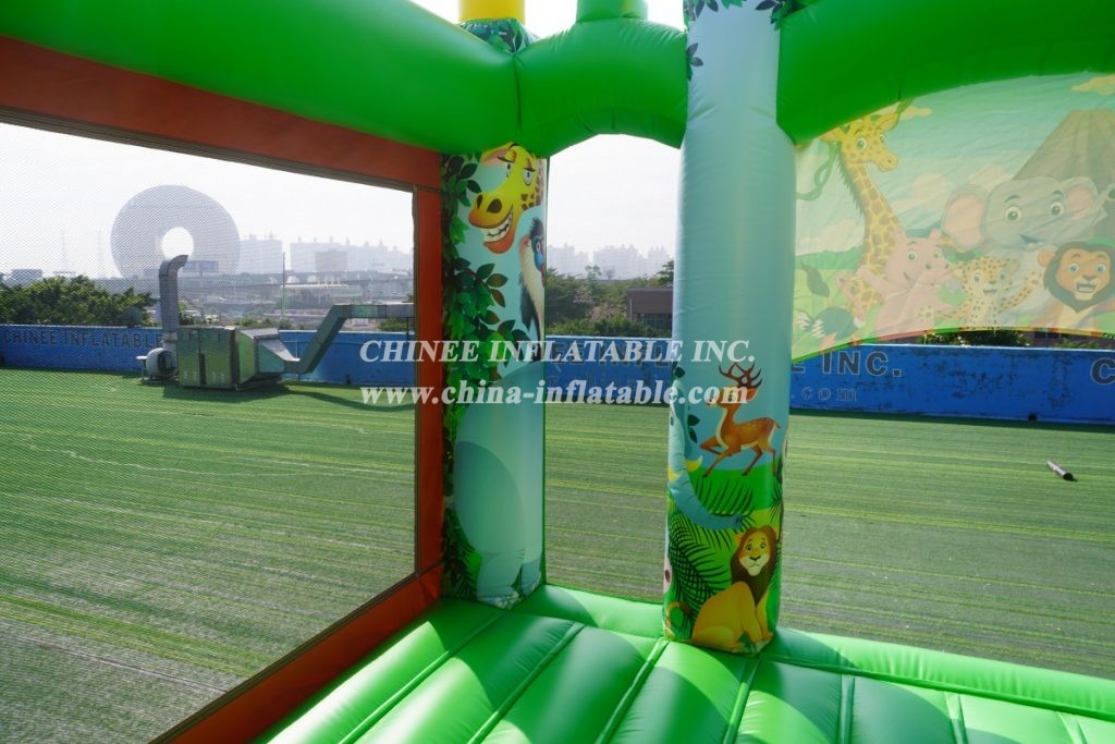 T5-1002F Jungle Safari Bouncy Castle Combo Slide Outdoor Kids Jumping Castle