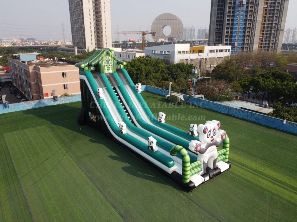 T8-4021B Inflatable Panda-Themed Bamboo Slide