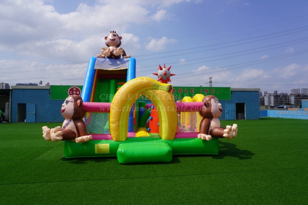 T6-3560B Pirate Monkey Theme Inflatable Jumping Castle With Slide