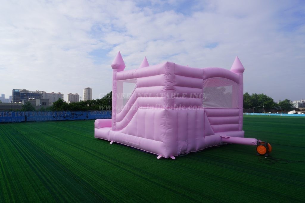 T2-3530B Pink Wedding Bouncy Castle With Slide