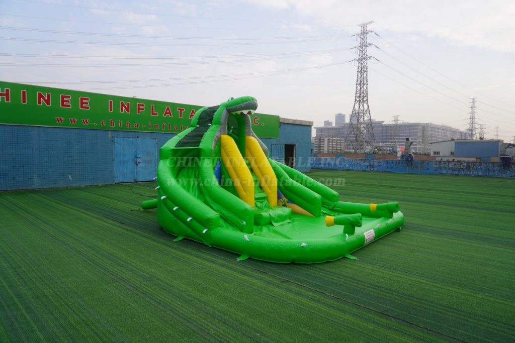 T8-1327B Crocodile-Themed Inflatable Slide with Baby Shark Design